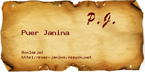 Puer Janina névjegykártya